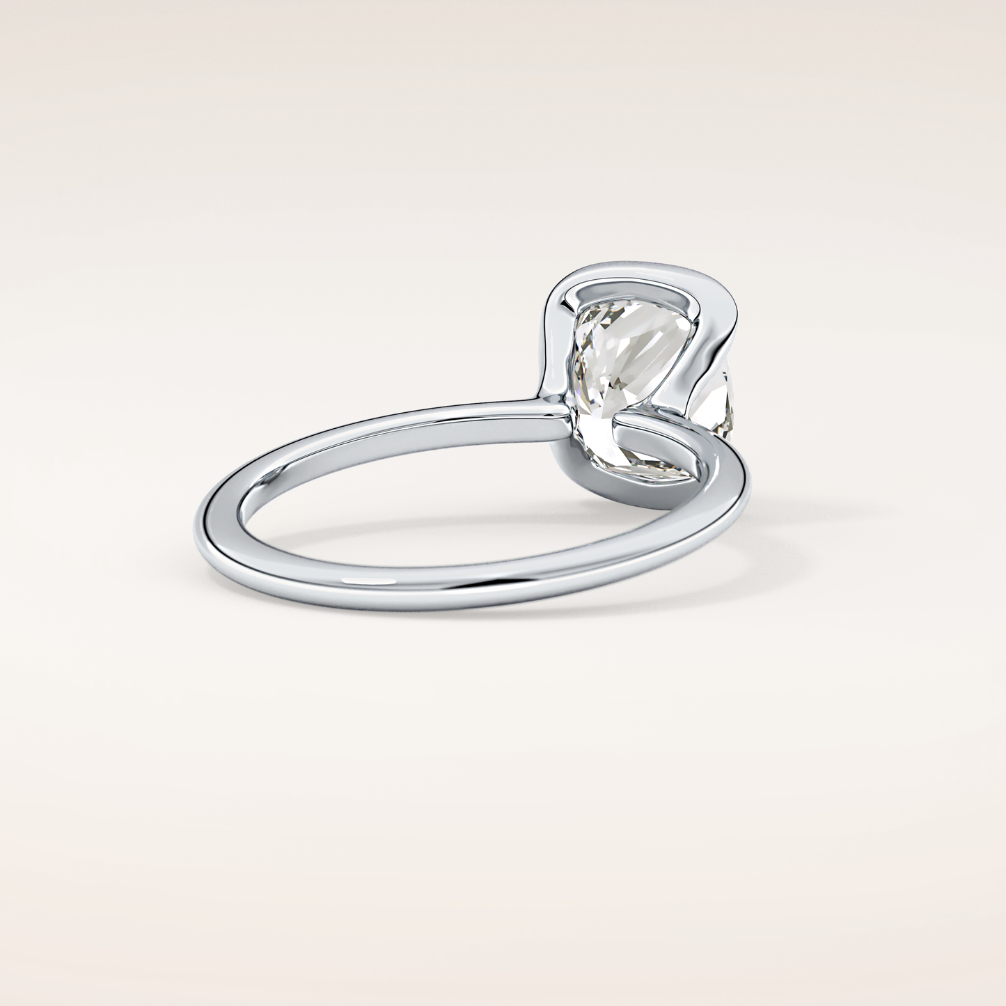 2.0 CT Cushion Cut Half Bezel Lab-Grown Diamond Engagement Ring
