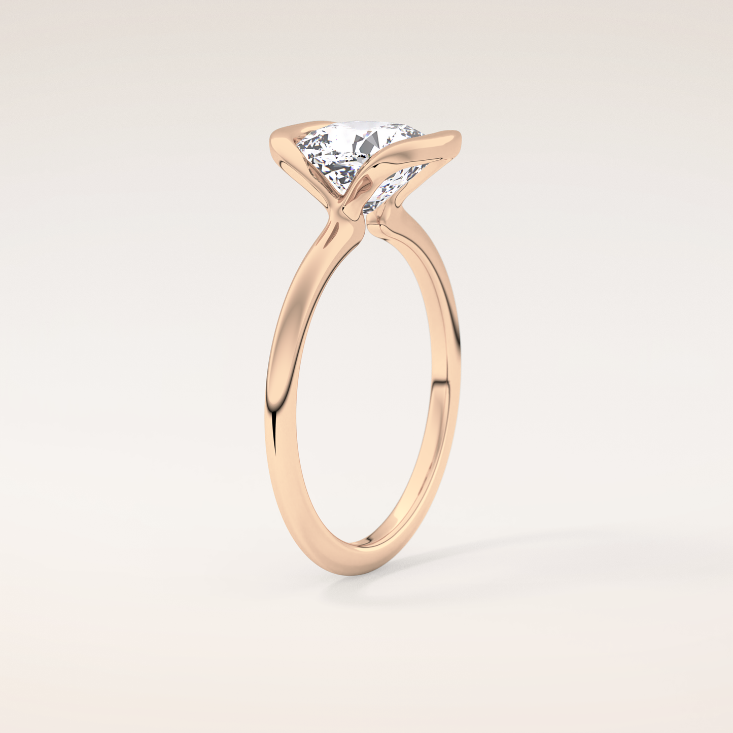 2.0 CT Cushion Cut Half Bezel Lab-Grown Diamond Engagement Ring