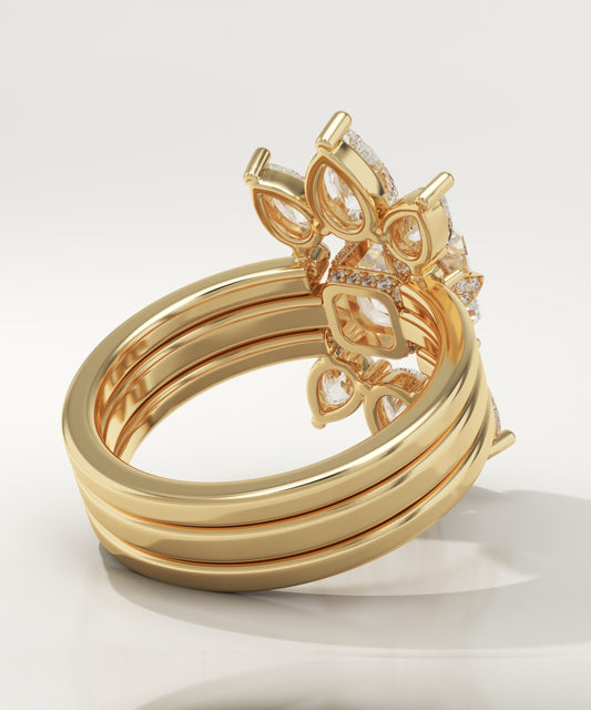 Asscher Cut Cluster Lab-Grown Diamond Bridal Set