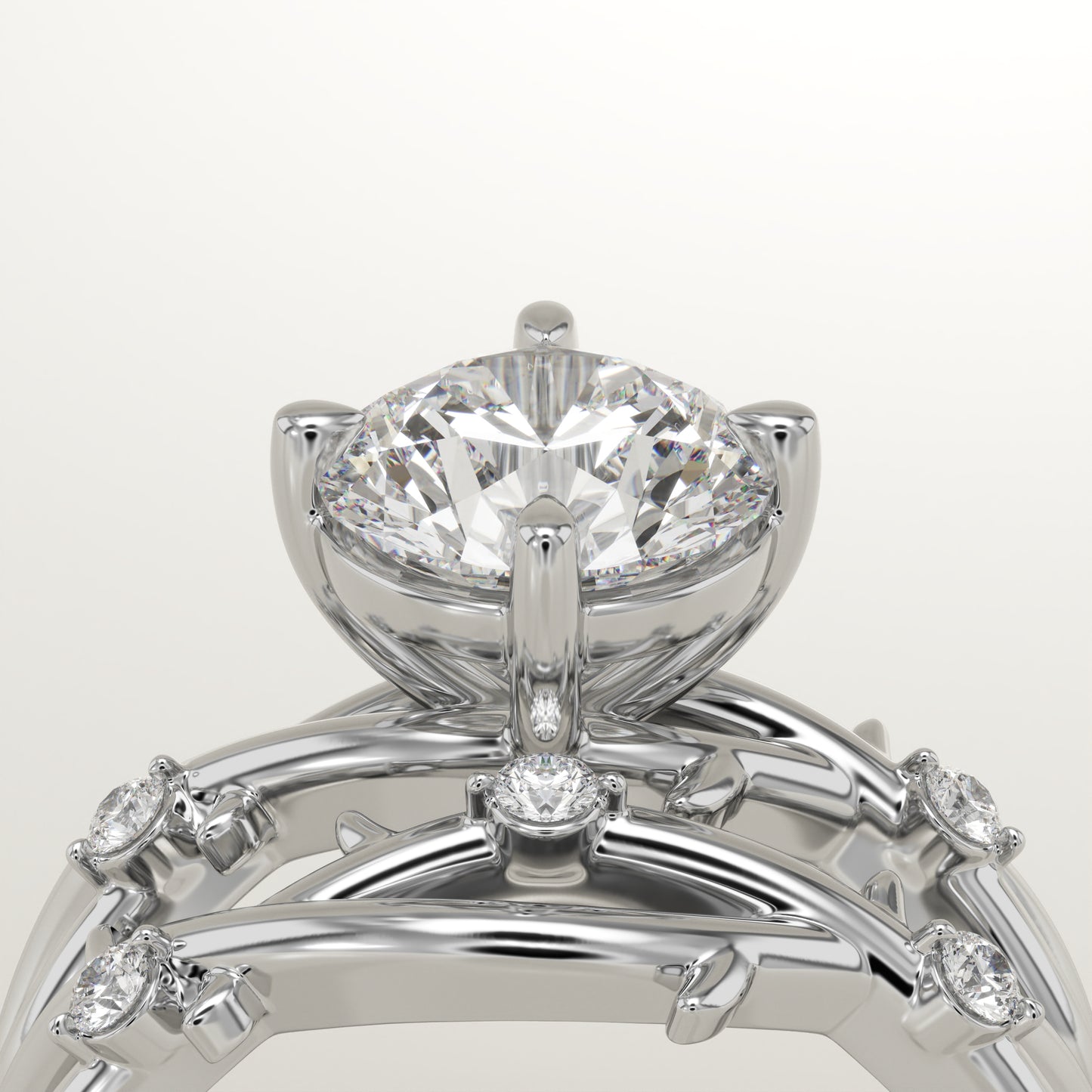 Round Cut Nature Inspired Lab-Grown Diamond Bridal Set