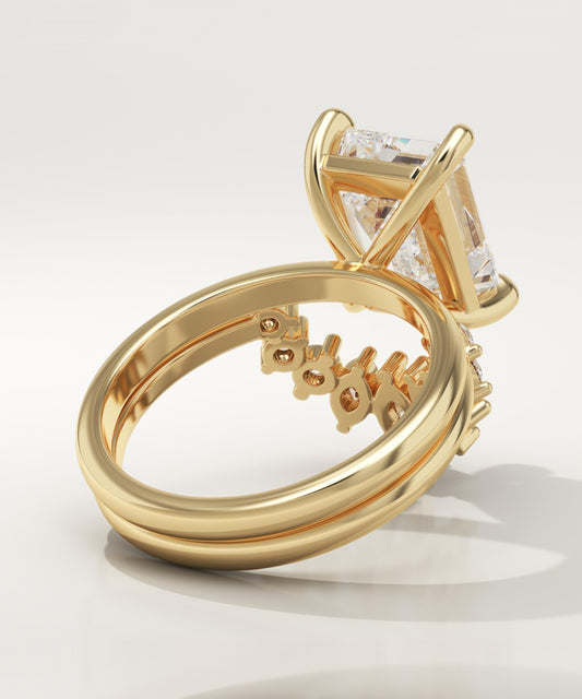 Emerald Cut Cluster Lab-Grown Diamond Bridal Set