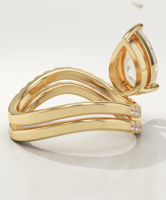 Pear Cut Pave Lab-Grown Diamond Bridal Set