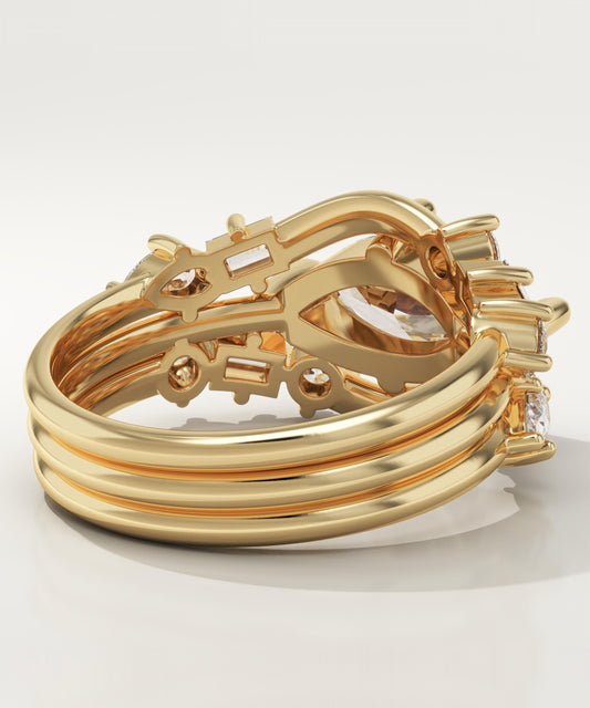 Marquise Cut Cluster Lab-Grown Diamond Bridal Set