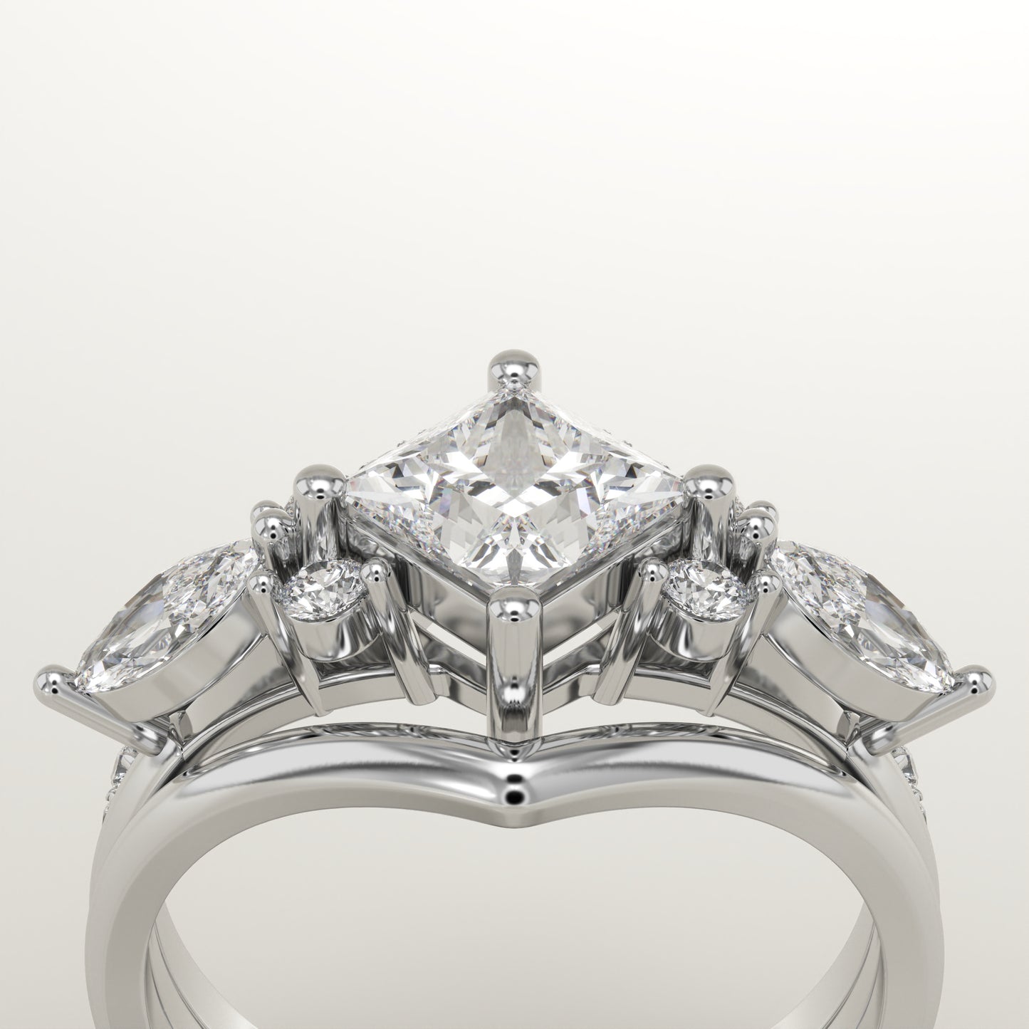 Princess Cut Cluster Lab-Grown Diamond Bridal Set