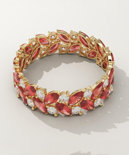 1.93 TCW Round & Marquise Shaped January-Garnet Birthstone Wedding Band