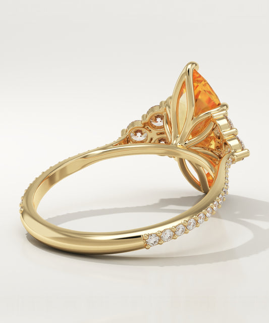 2.5 CT Marquise Cut Cluster Lab-Grown Citrine Gemstone Engagement Ring