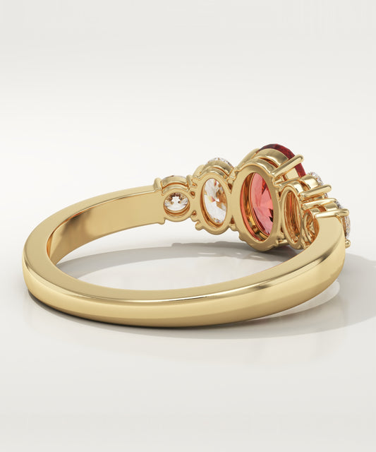 0.17 CT Oval Cut Cluster Lab-Grown Ruby Gemstone Engagement Ring