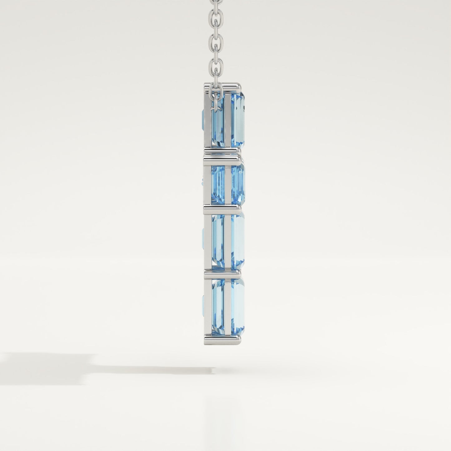 0.83 TCW Emerald March-Aquamarine Cross Birthstone Necklace