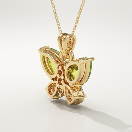 3.21 TCW Pear & Round August-Peridot Birthstone Necklace