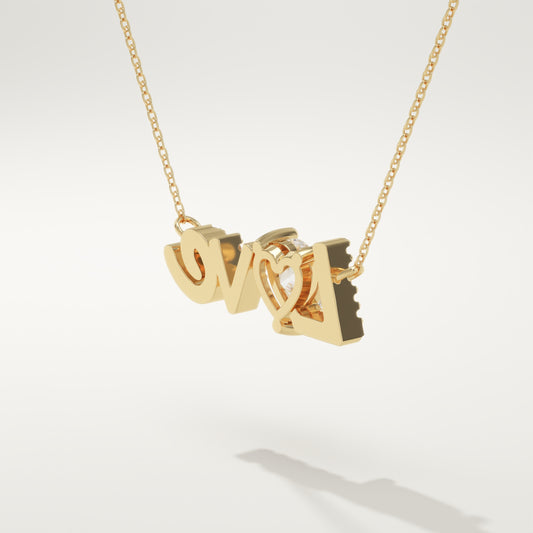 1.14 TCW Heart & Round April-Diamond Love Birthstone Necklace