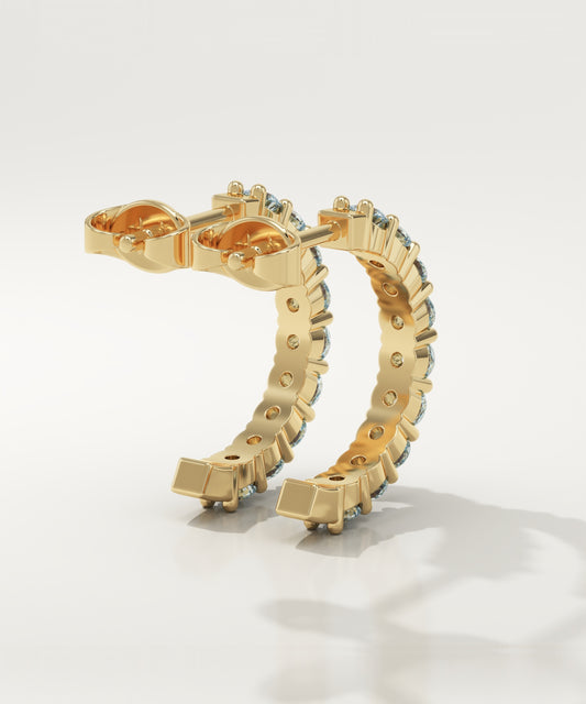 0.54 TCW Round March-Aquamarine Birthstone Stud Earrings