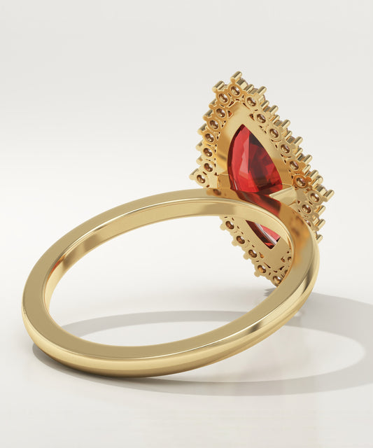 2.05 CT Marquise Cut Halo Lab-Grown Garnet Gemstone Engagement Ring