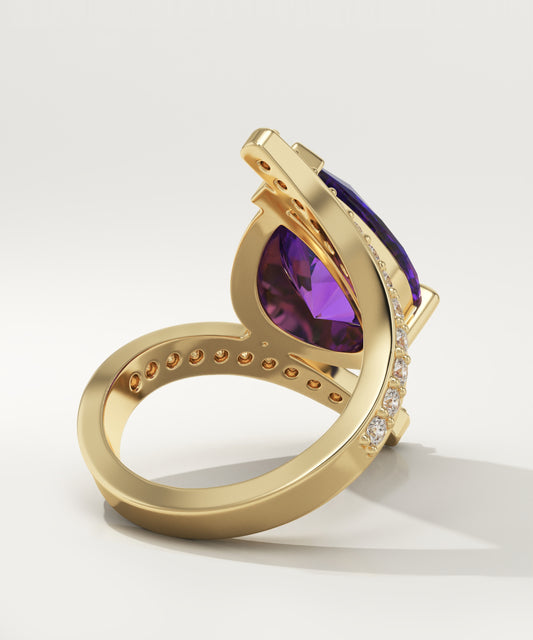 4.14 CT Pear Cut Twisted Pave Lab-Grown Amethyst Gemstone Engagement Ring