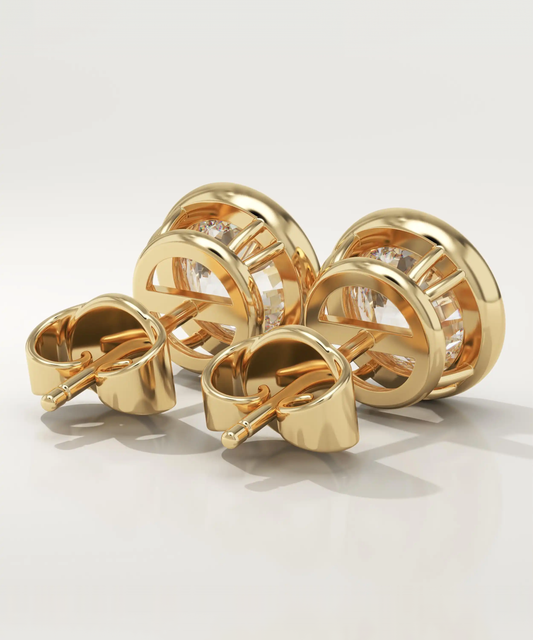 1 TCW Round Bezel Lab-Grown Diamond Stud Earrings