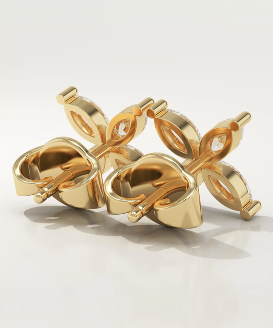 1.41 TCW Marquise Lab-Grown Diamond Flower Stud Earrings