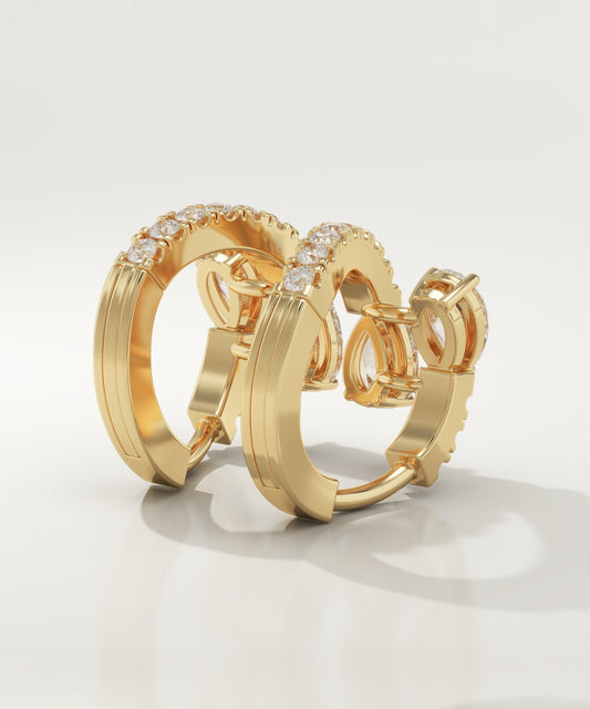 1.5 TCW Round & Pear Lab-Grown Diamond Hoop Earrings