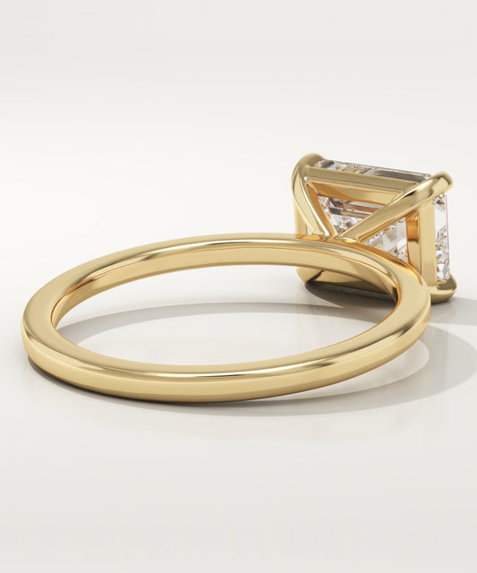 East-West Emerald Cut Solitaire Lab-Grown Diamond Engagement Ring