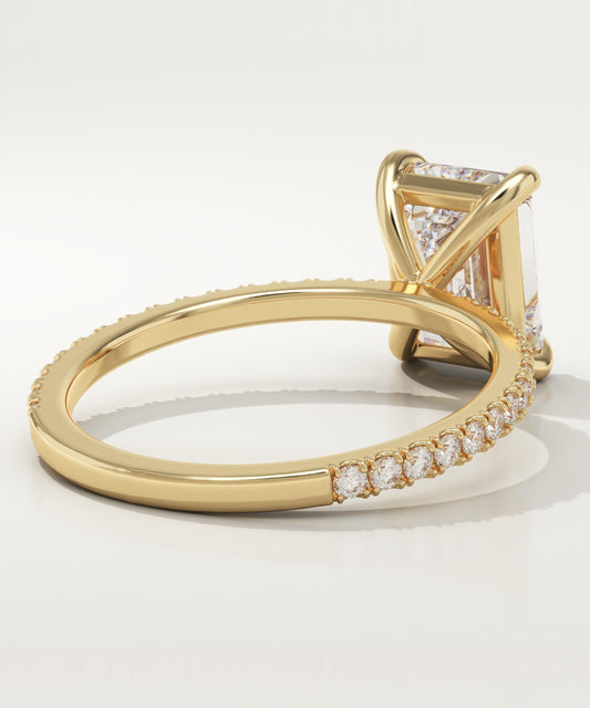 Emerald Cut Pave Lab-Grown Diamond Engagement Ring
