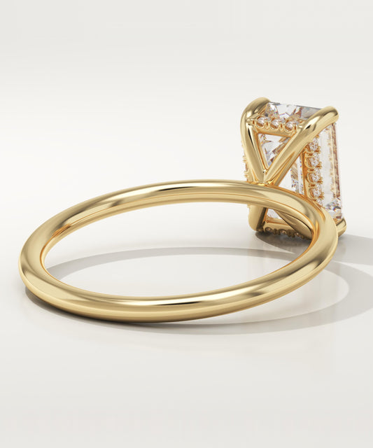 Emerald Cut Hidden Halo Lab-Grown Diamond Engagement Ring