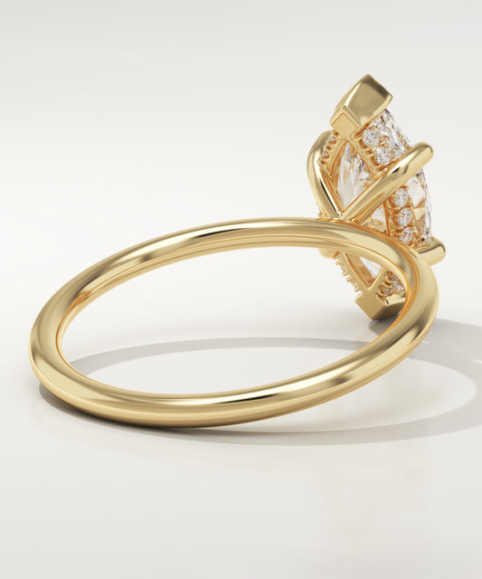 Marquise Cut Hidden Halo Lab-Grown Diamond Engagement Ring
