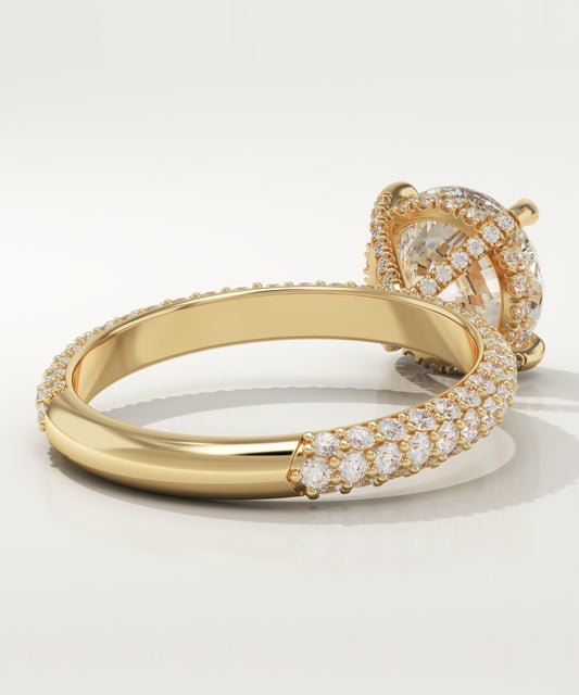 Round Cut Pave Lab-Grown Diamond Engagement Ring