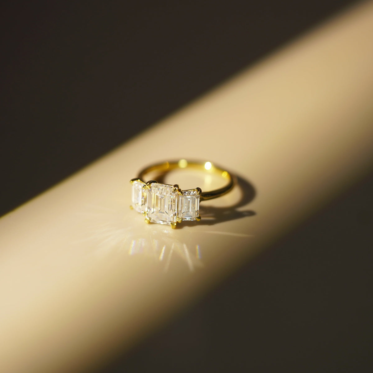 Emerald Cut Three Stone Lab-Grown Diamond Engagement Ring