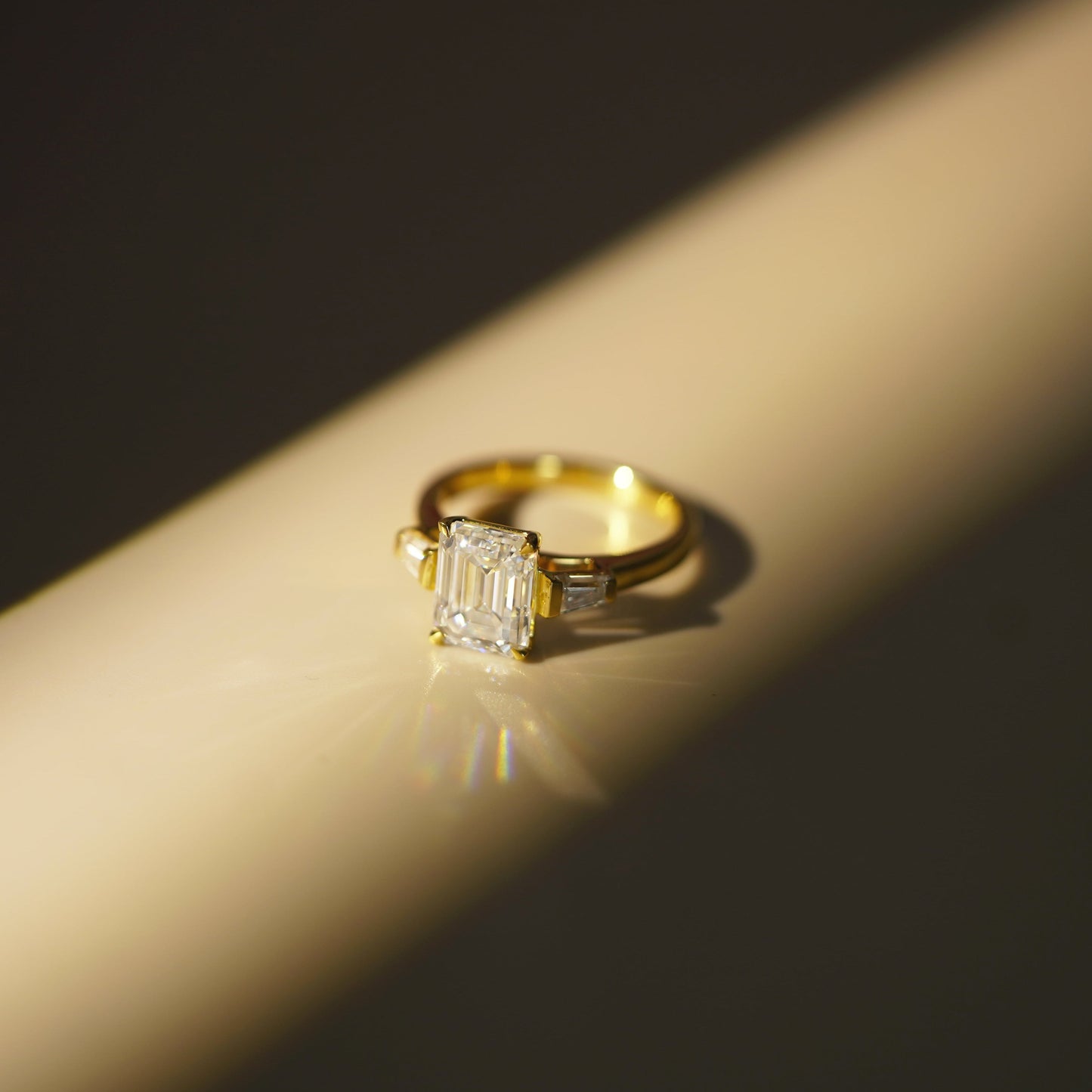 Emerald Cut Three Stone Lab-Grown Diamond Engagement Ring