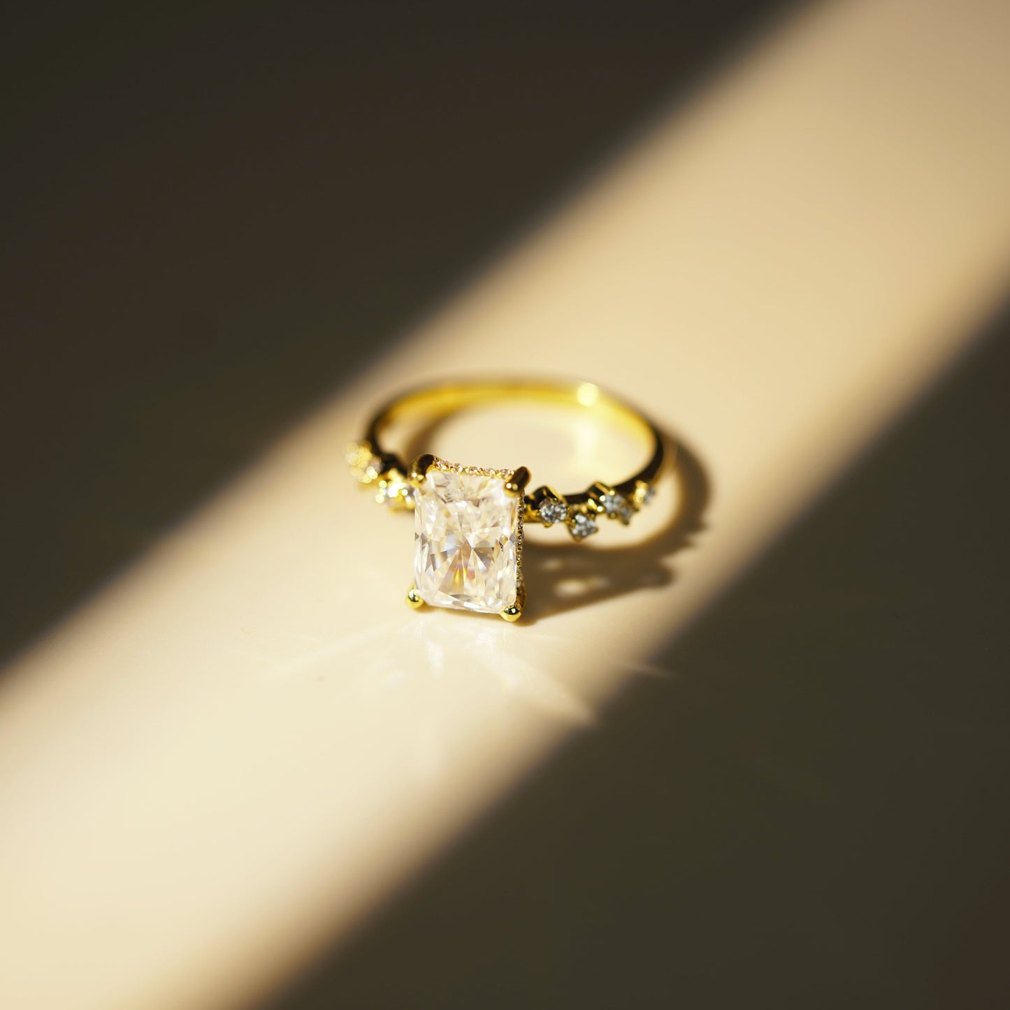 Radiant Cut Hidden Halo & Pave Lab-Grown Diamond Engagement Ring
