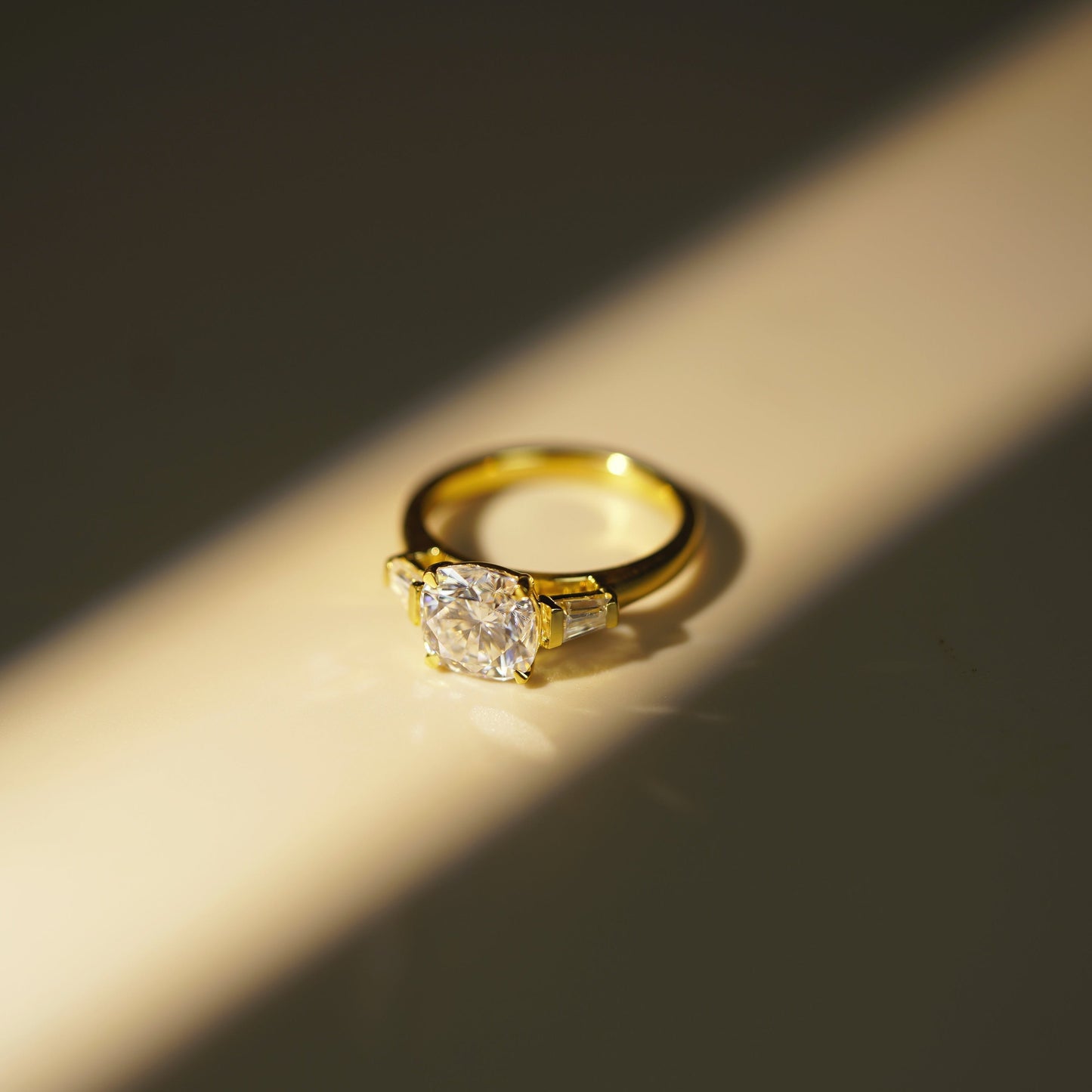 Cushion Cut Three Stone Lab-Grown Diamond Engagement Ring