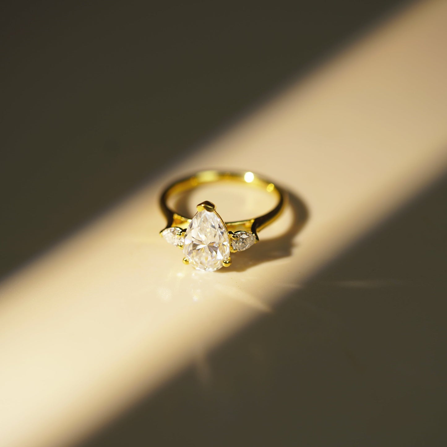 Pear Cut Three Stone Lab-Grown Diamond Engagement Ring