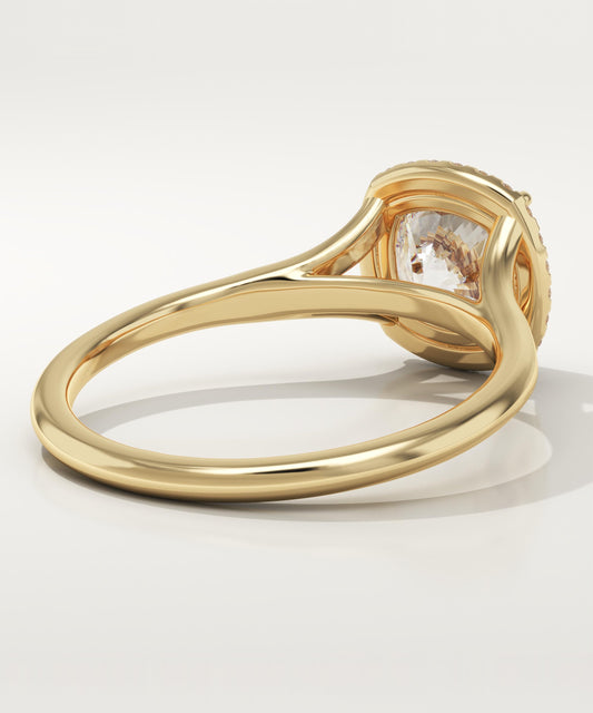 Cushion Cut Halo Split Shank Lab-Grown Diamond Engagement Ring