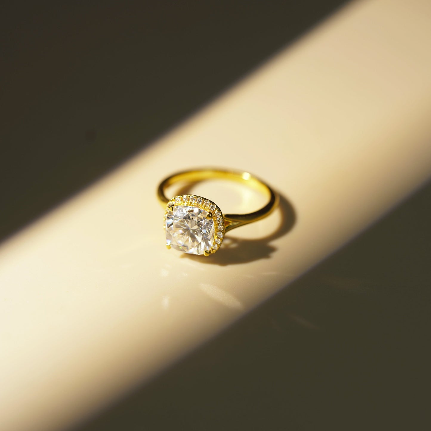 Cushion Cut Halo Split Shank Lab-Grown Diamond Engagement Ring