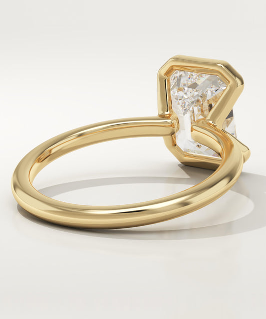 Emerald Cut Half Bezel Lab-Grown Diamond Engagement Ring