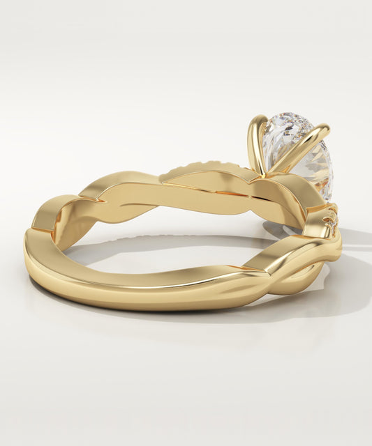 Oval Cut Twisted Pave Lab-Grown Diamond Engagement Ring