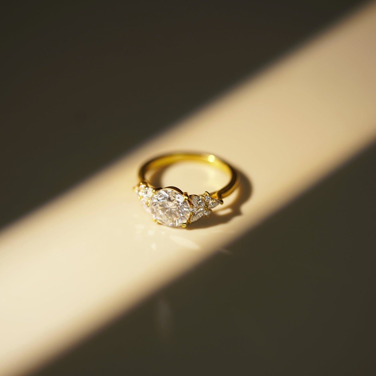 Round Cut Cluster Lab-Grown Diamond Engagement Ring