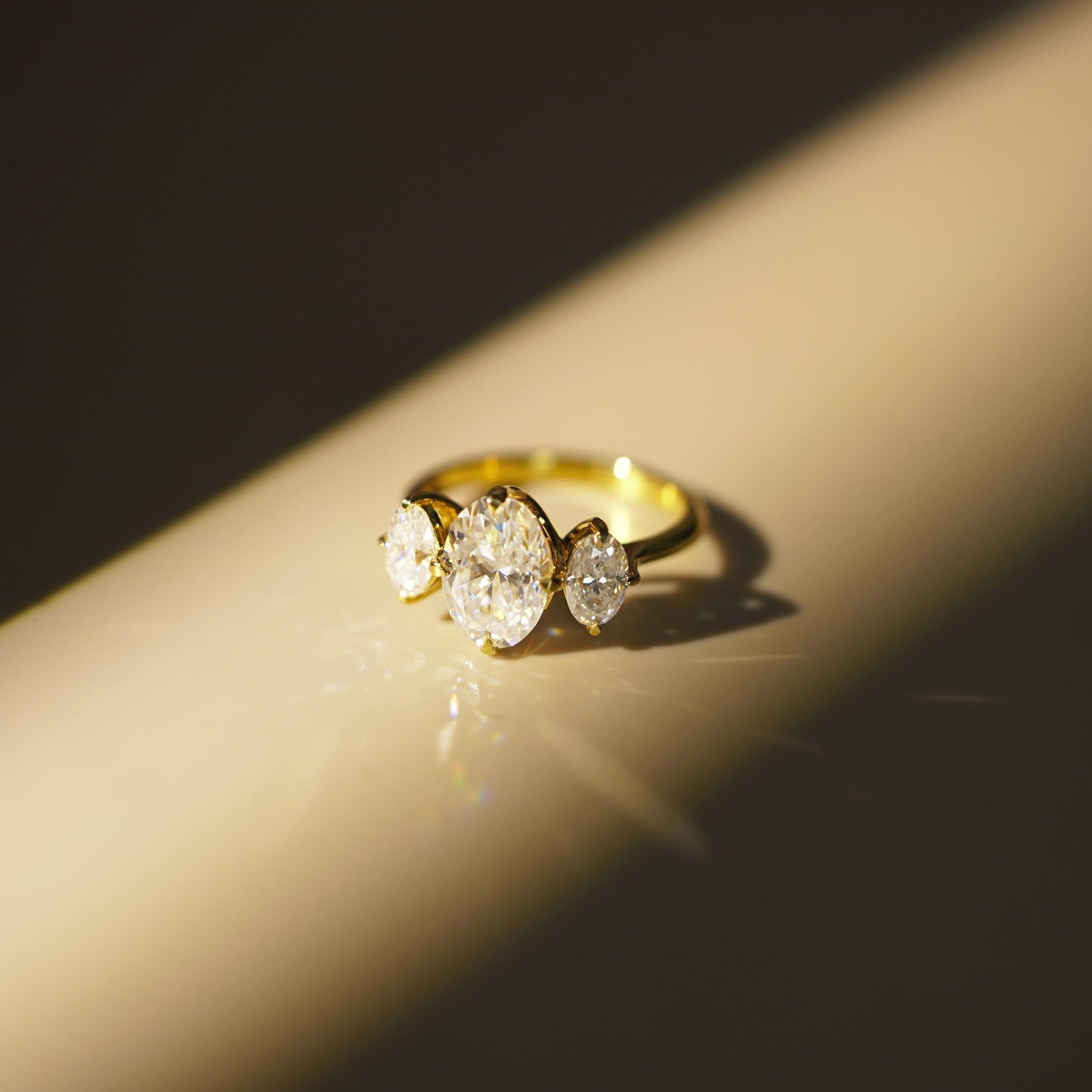 Oval Cut Three Stone Lab-Grown Diamond Engagement Ring