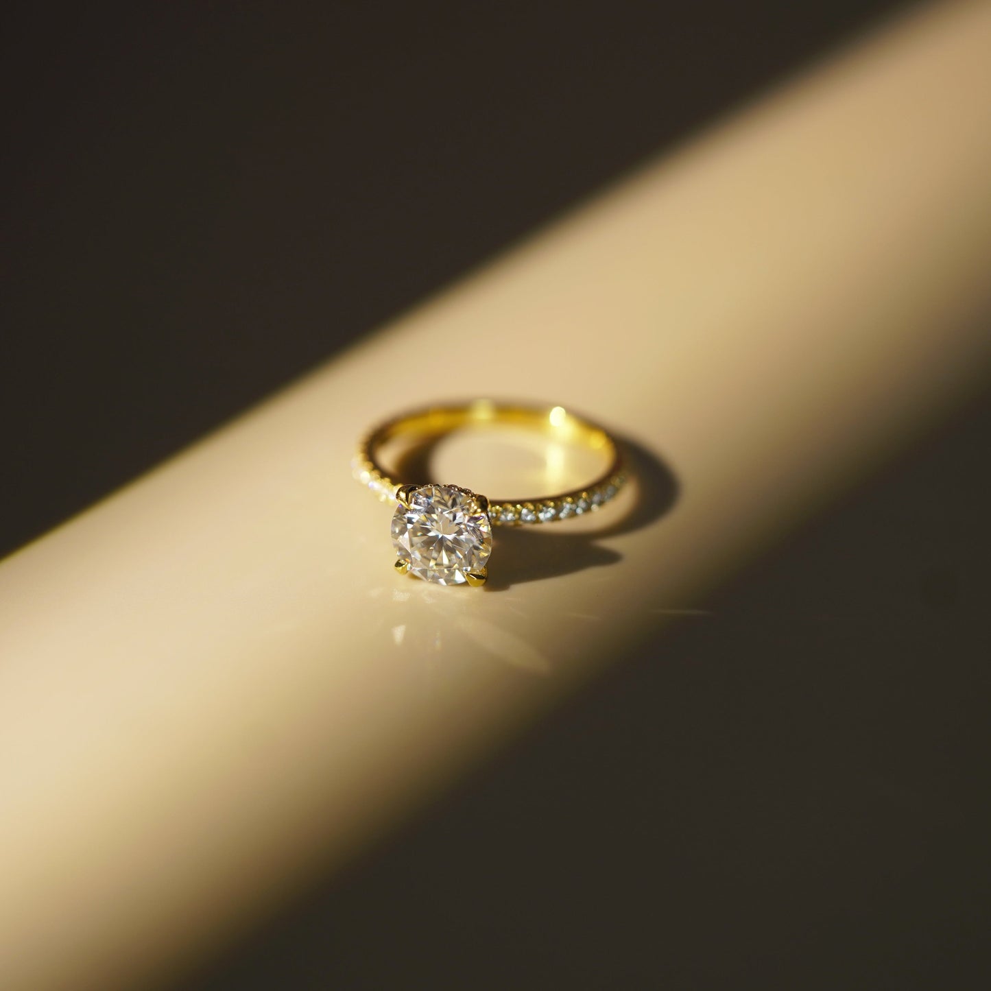 Round Cut Hidden Halo & Pave Lab-Grown Diamond Engagement Ring