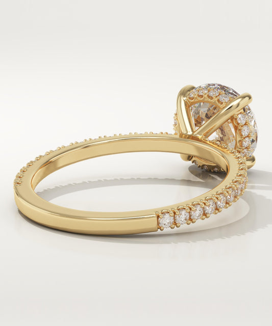Round Cut Hidden Halo & Pave Lab-Grown Diamond Engagement Ring