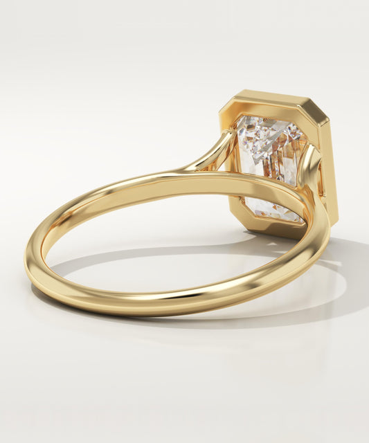 Emerald Cut Bezel Split Shank Lab-Grown Diamond Engagement Ring