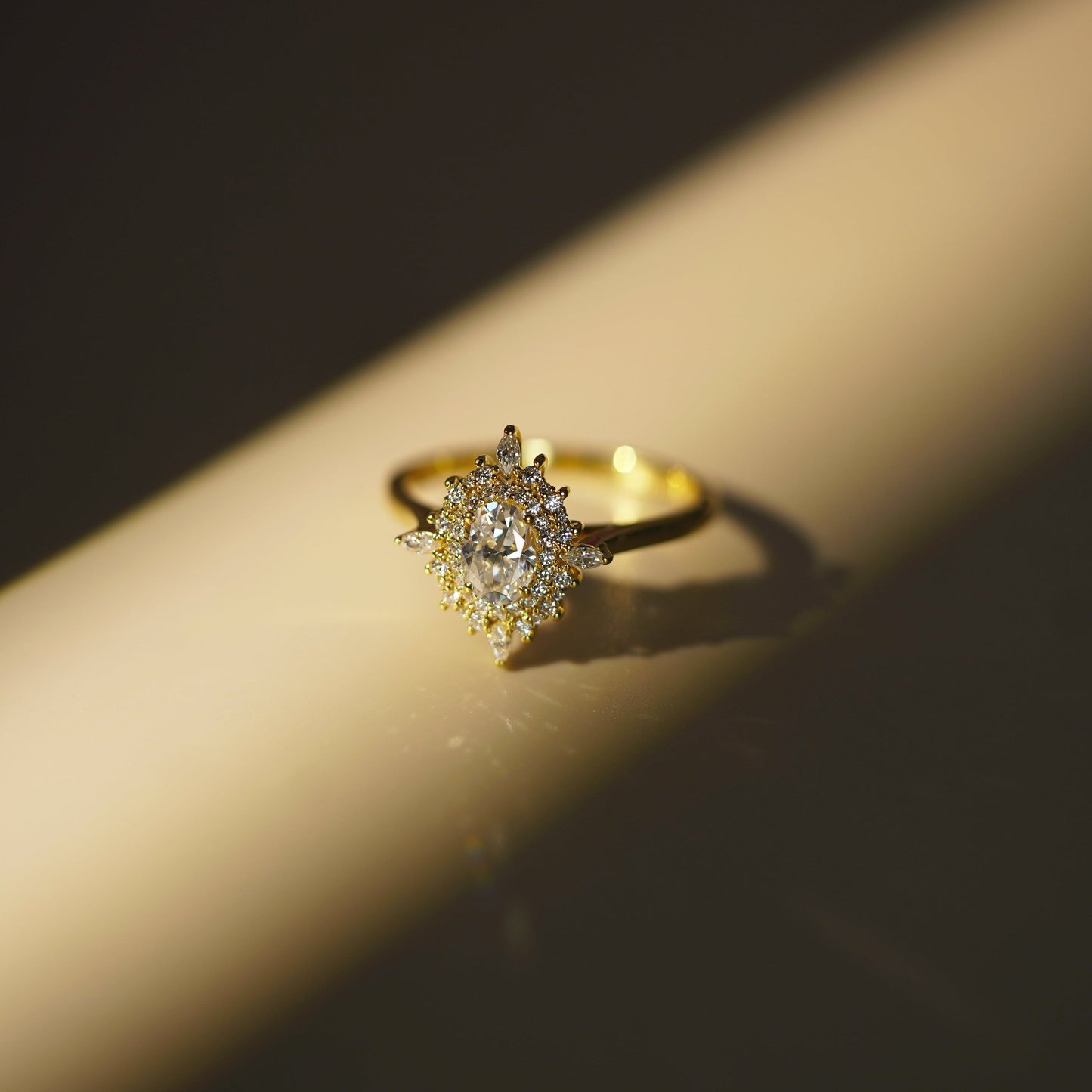 Oval Cut Cluster Lab-Grown Diamond Engagement Ring