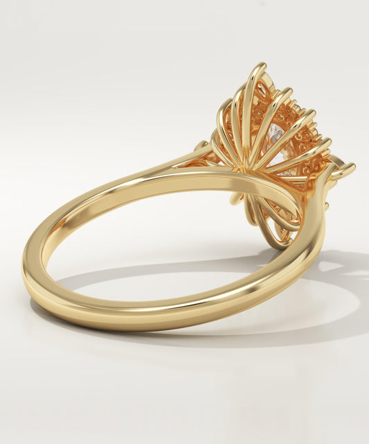 Oval Cut Cluster Lab-Grown Diamond Engagement Ring