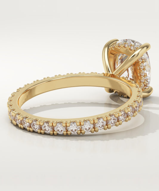 Elongated Cushion Cut Hidden Halo & Pave Lab-Grown Diamond Engagement Ring