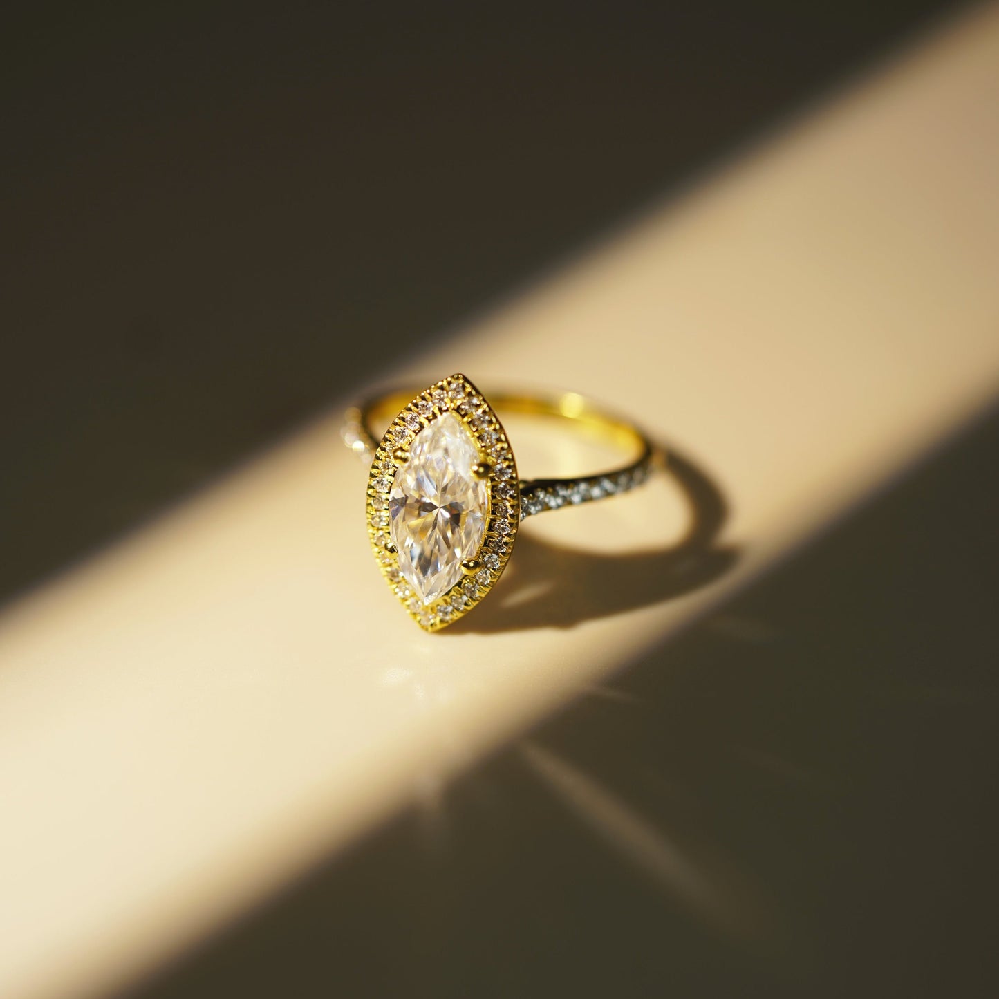 Marquise Cut Halo & Pave Lab-Grown Diamond Engagement Ring