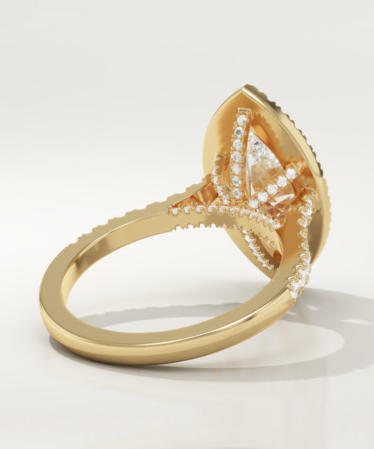 Marquise Cut Halo & Pave Lab-Grown Diamond Engagement Ring