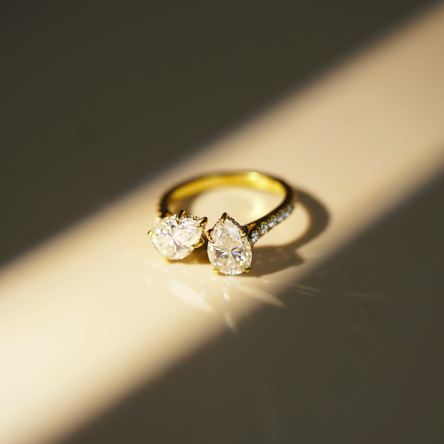4.75 TCW Pear Cut Toi Et Moi Pave Lab-Grown Diamond Engagement Ring