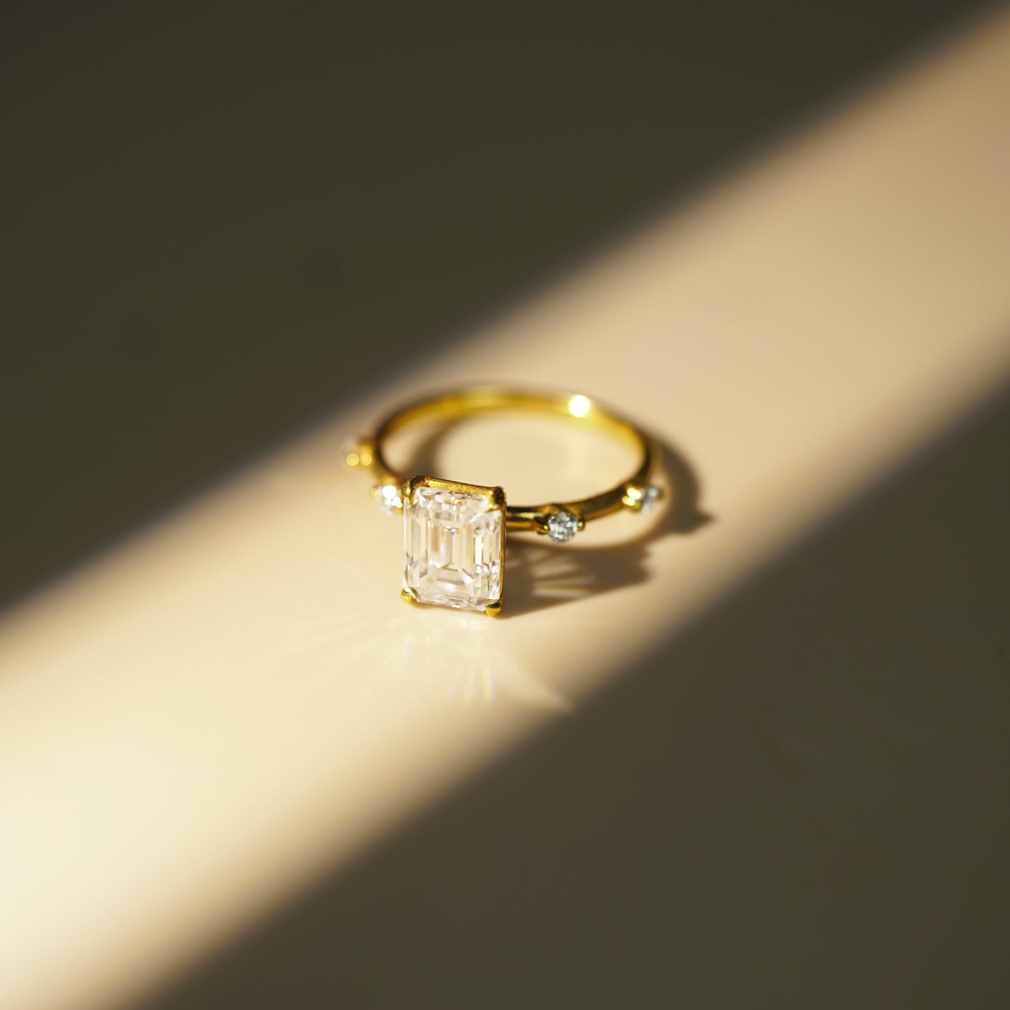 Emerald Cut Dainty Pave Lab-Grown Diamond Engagement Ring