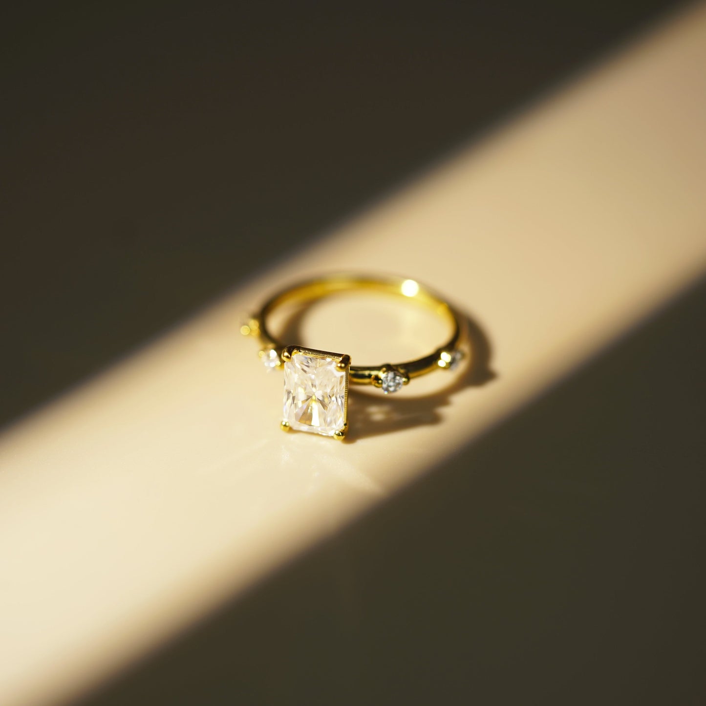 Radiant Cut Dainty Pave Lab-Grown Diamond Engagement Ring