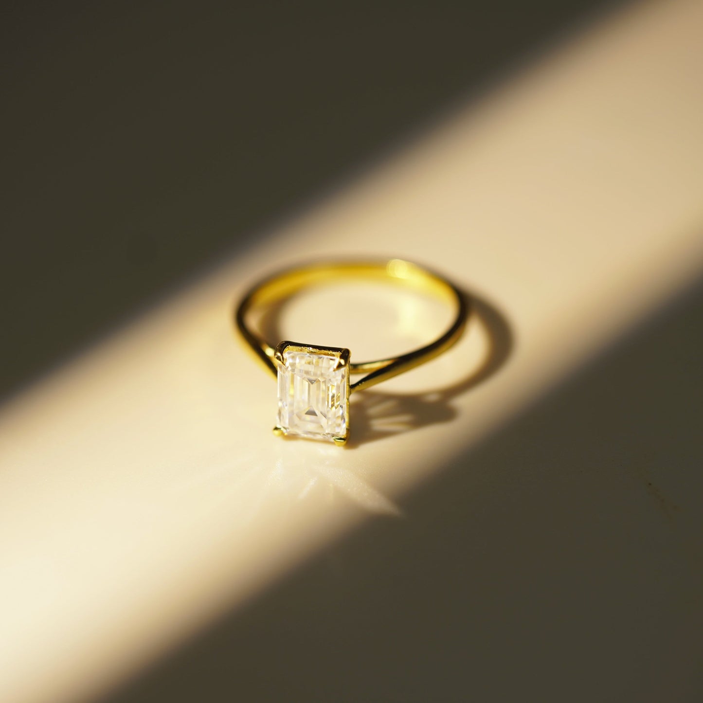 Emerald Cut Solitaire Cathedral Lab-Grown Diamond Engagement Ring