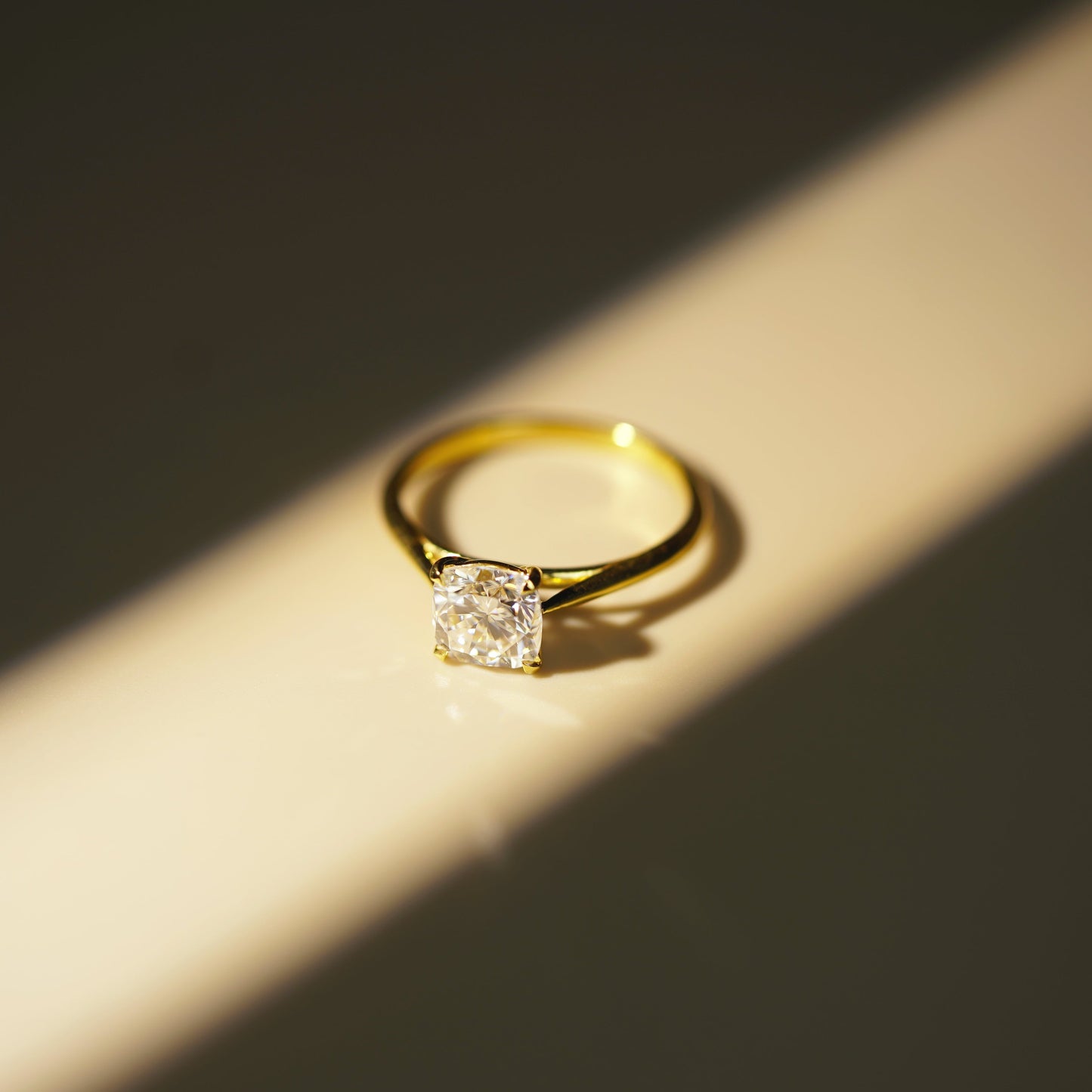 Cushion Cut Solitaire Cathedral Lab-Grown Diamond Engagement Ring