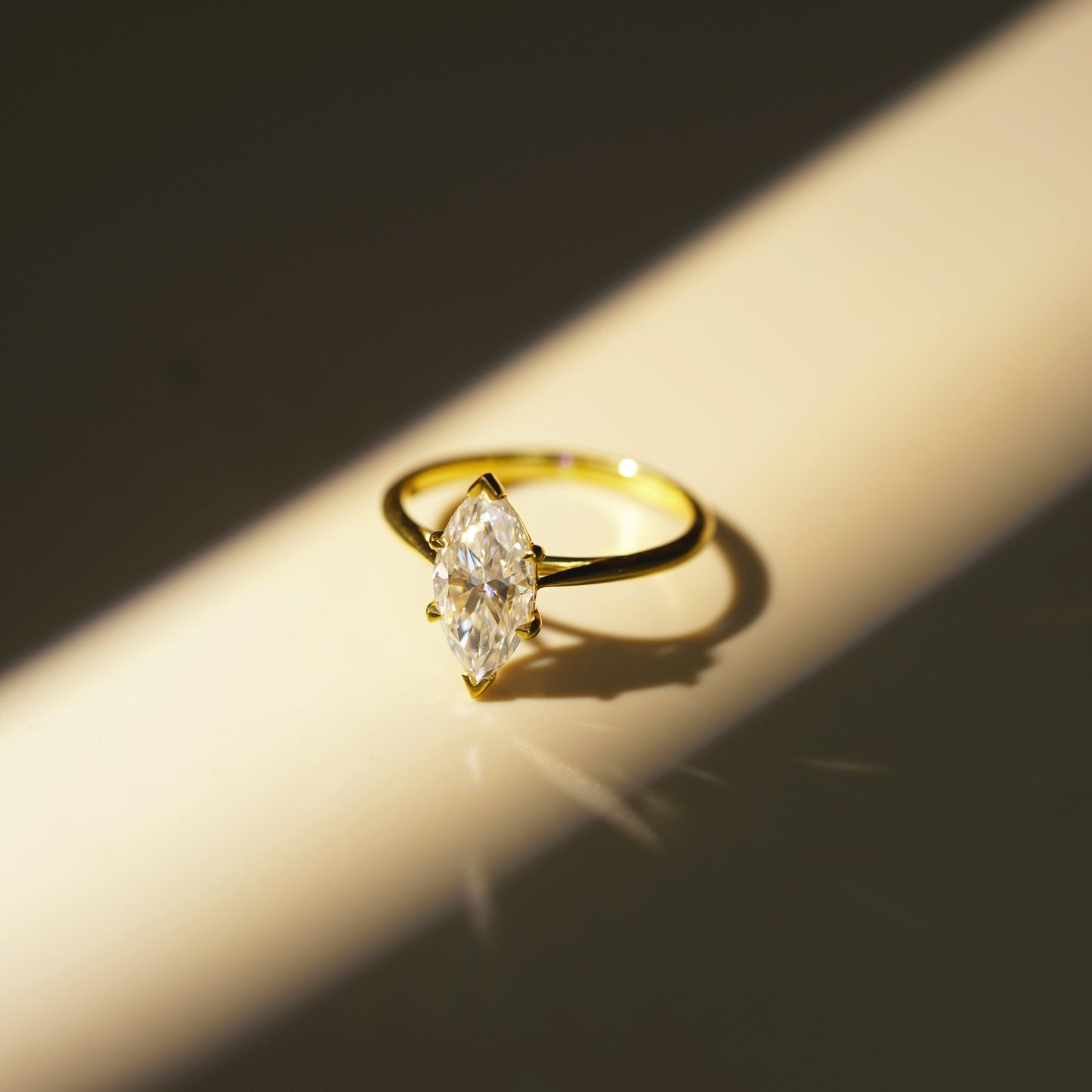 Marquise Cut Solitaire Cathedral Lab-Grown Diamond Engagement Ring